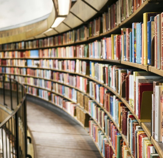 books-on-brown-wooden-shelf.jpg books on brown wooden shelf